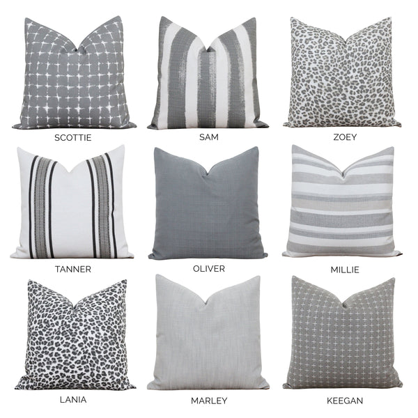 Gray Outdoor Pillow Covers • Stripe Outdoor Pillows • Summer Décor • Leopard Patio Pillows • Indoor Outdoor Pillows • Gray and White Pillows