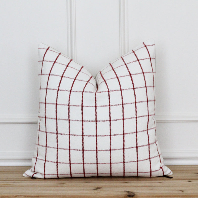 Red and White Plaid Pillow Cover | Sherrie