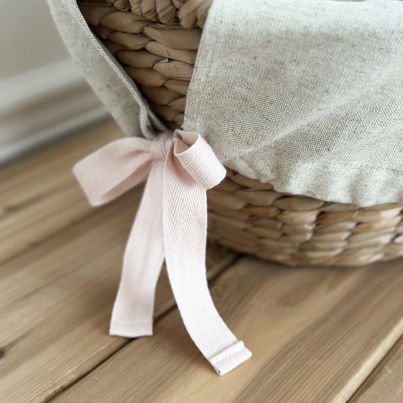 Rose Personalized Basket Liner + Blush Pink Ribbon and Font