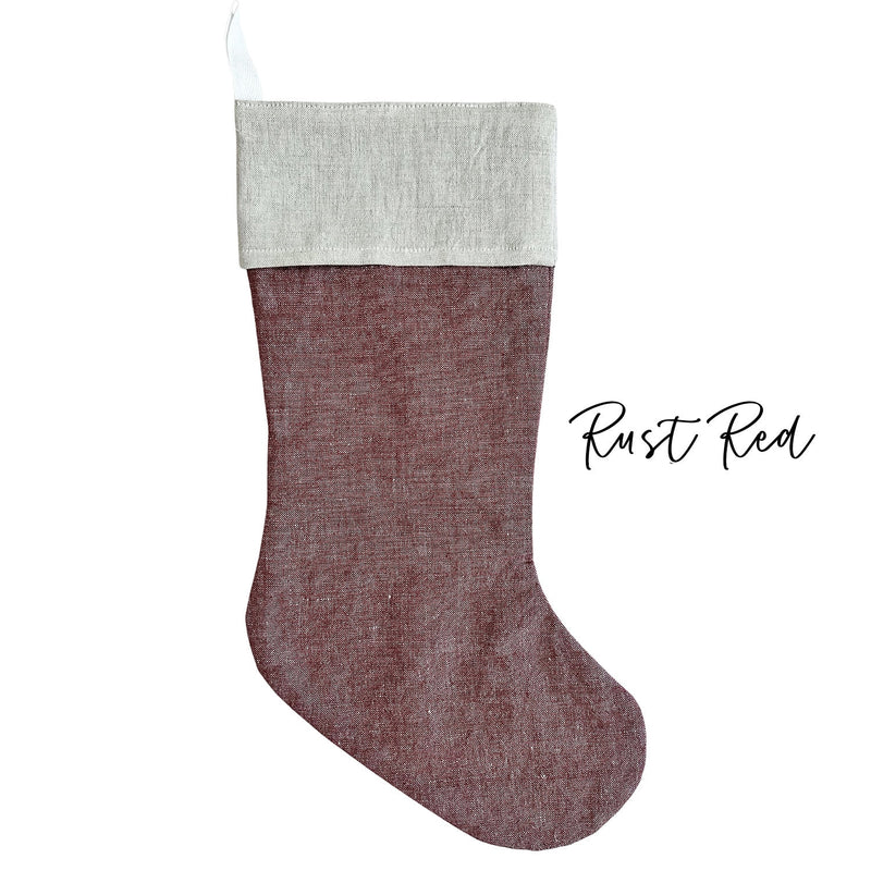 Personalized Linen Christmas Stocking