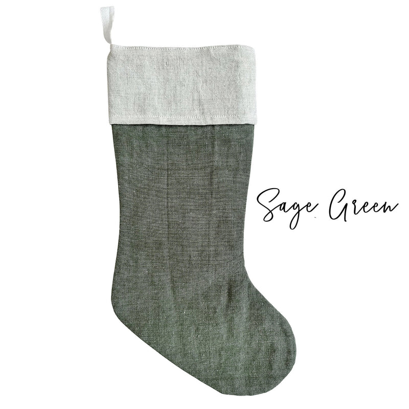 Personalized Linen Christmas Stocking