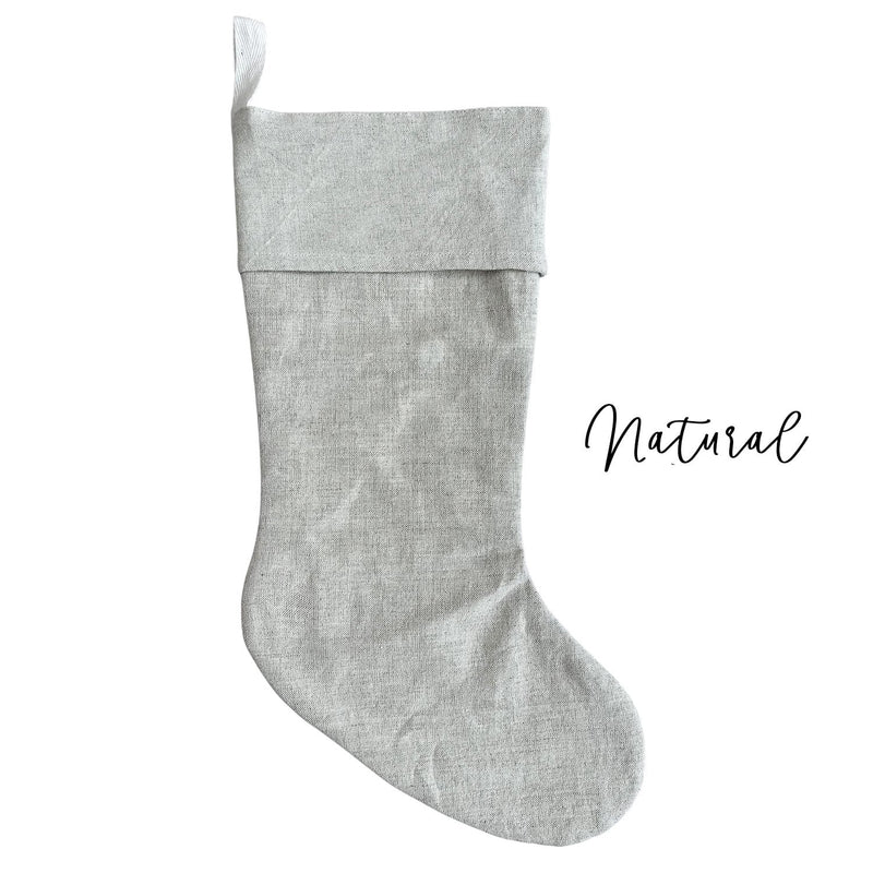 Personalized Linen Christmas Stocking