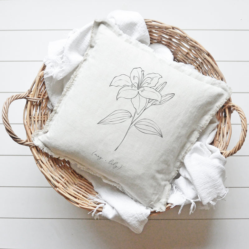 Birth Month Flower Fringe Pillow Cover