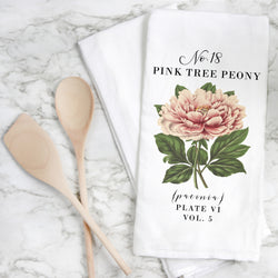 Botanical Pink Tree Peony Tea Towel