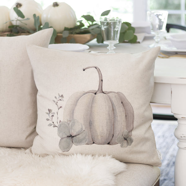 Watercolor Pumpkin Pillow Cover {Style 5}.