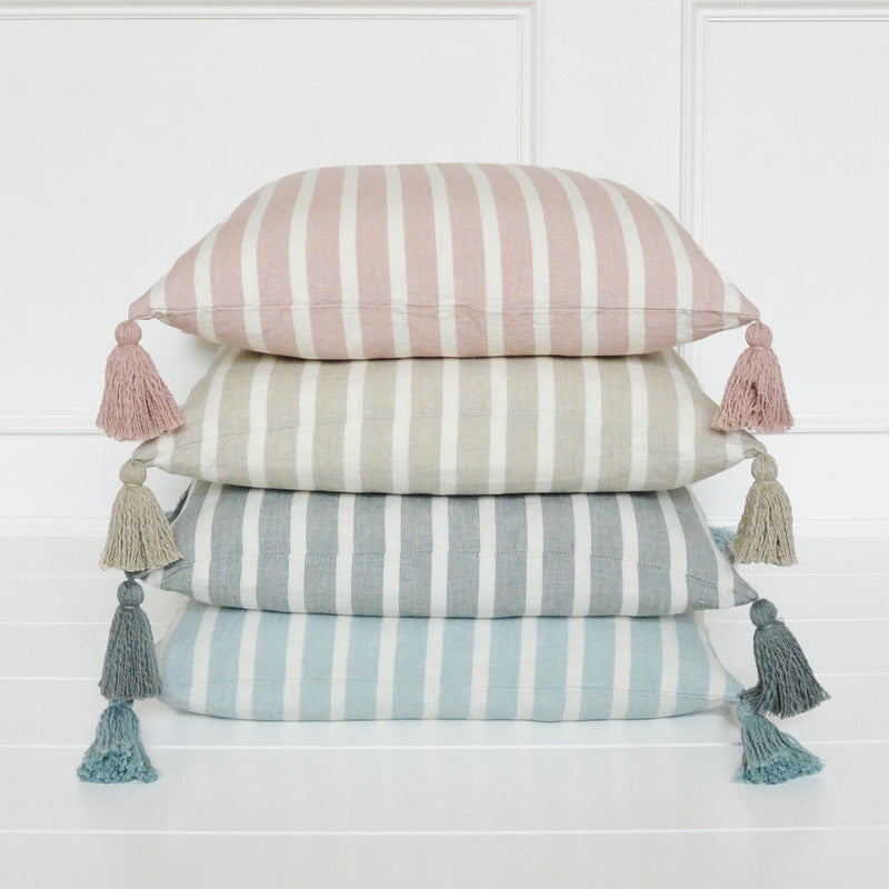 Stripe Tassel Pillow Cover